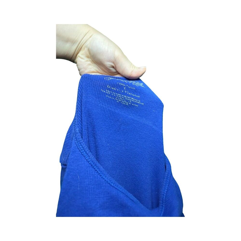 Faded Glory Juniors L Blue Ribbed Long Sleeve Top - 100% Cotton Basic - Picture 5 of 5